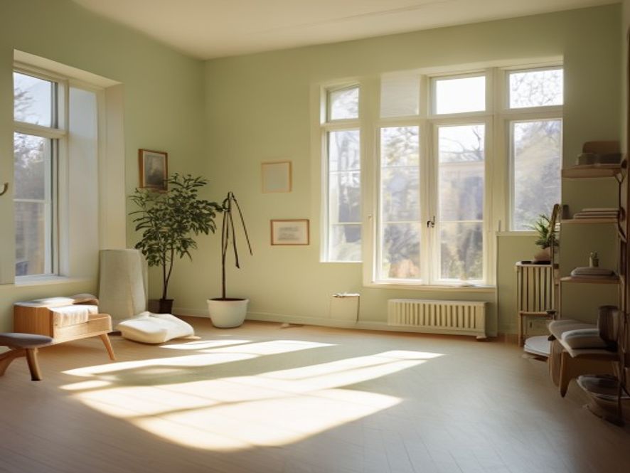 A calm morning training space with natural light, water bottle, and minimal environment for focused practice